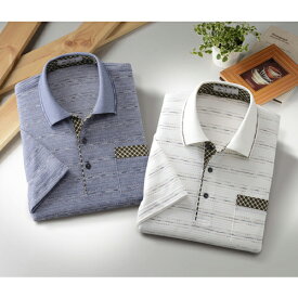 日本製 かすり糸使用 ジャカード 半袖 ポロシャツ 2色組 mij / エムアイジェイ
