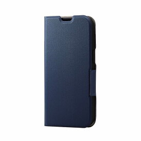 エレコム elecom iPhone 14 / 13 ケース カバー レザー 手帳型 マグネット フラップ 耐衝撃 衝撃吸収 軽量 薄型 スタンド機能付 UltraSlim ネイビー
