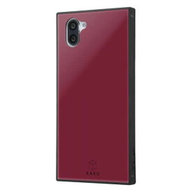 AQUOS R3 耐衝撃ガラスケース カバー KAKU 衝撃吸収 [ ストラップ ホール 付き 通し穴 ] スクエア 軽量 シルク ダークレッド IQ-AQR3K2B/DR