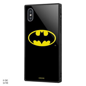 バットマン iPhone XS/X 耐衝撃ガラスケース カバー KAKU 衝撃吸収 [ ストラップ ホール 付き 通し穴 ] スクエア 軽量 かわいい オシャレ バットマンロゴ IQ-WP20K1B/BM001