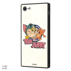 トムとジェリー iPhone SE（第2世代/第3世代）/8/7 耐衝撃ガラスケース カバー KAKU 衝撃吸収 [ ストラップ ホール 付き 通し穴 ] スクエア 軽量 かわいい オシャレ トムとジェリー friends IQ-WP7K1B/TJ004