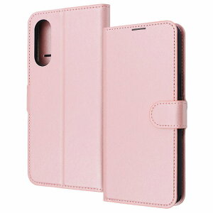 らくらくスマートフォン a / Lite Like standard 耐衝撃 ルーペ付き マグネットベルト シンプル 手帳型レザーケース / シャイニーピンク