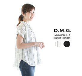 【1,500円OFF&2点購入1,000円OFFクーポン&10倍ポイント 5/23 20:00-5/27 1:59まで】D.M.G ドミンゴ リネンストライプS／Sレギュラーカラーシャツ 16-643L【DMG】