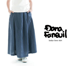 【13%0FF&2点購入1,000円OFFクーポン 5/27 6:00-6/4 13:59まで】【ラスト1点】DANA FANEUIL ダナファヌル インディゴリネンスカート D-8321203○