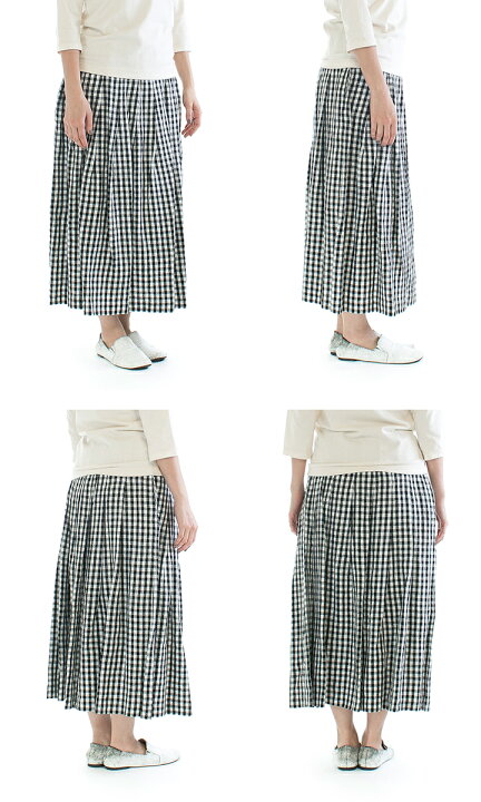 楽天市場】ina イナ リネンギンガムチェックロングスカート 161168  