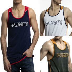 PUMP(パンプ) タンクトップ トレーニングウェア メンズタンクトップ ジム着 メッシュ 筋トレ おしゃれ 袖なし ノースリーブ 速乾 吸汗 ランニング パワーストレッチ ボディビル