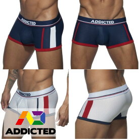 ADDICTED(アディクティッド) ボクサーパンツ ボクサー ローライズ メッシュ 通気性 前閉じ メンズ下着 男性下着 アンダーウェア メンズ 紳士 ロゴ セクシー ジム スポーツ おしゃれ AD739