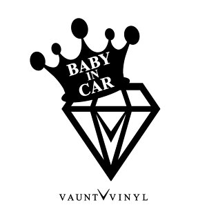 Diamond Baby in car �J�b�e�B���O�X�e�b�J�[ / VIP Luxury style / ���S��R NBOX �n�C�G�[�X �N���E�� 50 33 �V�[�} 17 18 �}�W�F�X�^ �A���t�@�[�h �^���g ���p�� �X�e�b�J�[ �v���E�X �� / �x�C�r�[ �C�� �J