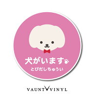 犬がいます 飛び出し注意 シール ステッカー トイプードル ビションフリーゼ スピッツ 番犬 猛犬 脱走防…