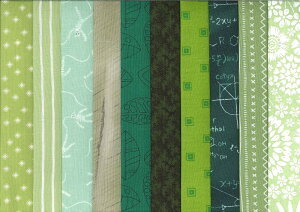 柴田明美セレクトプリントパッチワーク布10枚セット(グリーン系) Akemi Shibata 生地 キルト ハンドメイド 【単品最安送料¥250 代引き除く】