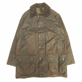 【中古】90s 90年代 バブアー Barbour A190 BEAUFORT ビューフォート ワックスド ジャケット オイルド コットン チェック裏地 襟コーデュロイ ステンカラー コート ブルゾン 上着 アウター C38/97CM 茶 ブラウン △R01 メンズ 【ベクトル 古着】 230901