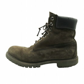 【中古】ティンバーランド Timberland 6inch Premium Boots 6インチ プレミアム ブーツ トレッキング シューズ ロゴ スエード レザー PRIMALOFT レースアップ 靴 27.0 ダークブラウン ●F06 メンズ 【ベクトル 古着】 231224