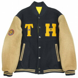 【中古】21AW トミーヒルフィガー × ティンバーランド TOMMY HILFIGER × Timberland メルトン × フリース リバーシブル スタジャン スタジアム バーシティ ジャケット ウール ナイロン シュニール サガラ ロゴ 刺繍 パッチ ワッペン ブルゾン 【ベクトル 古着】 231224