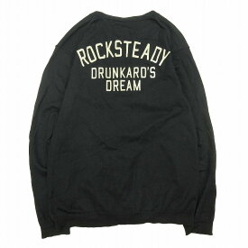 【中古】ワコマリア × トウキョウハットロッカーズ WACKO MARIA × 東京 HAT ROCKERS ROCKSTEADY DRUNKARD’S DREAM カーディガン 長袖 ニット ロゴ 刺繍 Vネック コットン セーター カットソー トップス M 紺 ネイビー ▲D31 メンズ 【ベクトル 古着】 240303