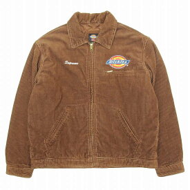 【中古】極美品 22AW シュプリーム × ディッキーズ SUPREME × Dickies Corduroy Work Jacket コーデュロイ ワーク ジャケット ブルゾン アウター ロゴ 刺繍 ワッペン 裏地キルティング サイズL 茶 ブラウン メンズ/5/☆I47 【ベクトル 古着】 240325