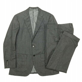 【中古】美品 エディフィス EDIFICE VITALE BARBERIS CANONICO カノニコ社製 ウール ストライプ スーツ セット テーラード ジャケット ブレザー 2B スラックス テーパード パンツ Super120's サイズ46 グレー メンズ/4 【ベクトル 古着】 240327