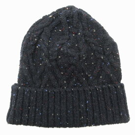 【中古】ポールスミスコレクション PAUL SMITH COLLECTION ウール × ナイロン カラーネップ ニット キャップ KNIT CAP ケーブル アランニット ビーニー ワッチキャップ ニット帽 帽子 F 紺 ネイビー マルチカラー 244453 メンズ レディース 【ベクトル 古着】 240330