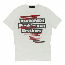 【中古】19SS ディースクエアード DSQUARED2 Punk’n’Roll テープ ロゴ プリント Tシャツ カットソー トップス 半袖 コットン クルーネック S74GD0484 サイズXS 白 ホワイト メンズ/4 【ベクトル 古着】 240508