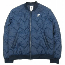 【中古】2019年製 アディダスオリジナルス adidas originals SST QUILTED JACKET キルティング 中綿 ジャケット ブルゾン トレフォイル ロゴ 刺繍 アウター O 紺 ネイビー FL0018 メンズ 【ベクトル 古着】 240510