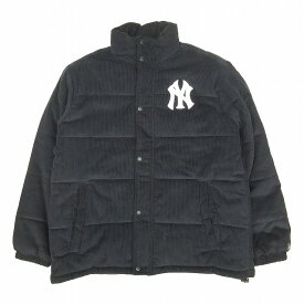 【中古】美品 ニューエラ NEW ERA MLB York Yankees ニューヨーク・ヤンキース PUFFER JACKET コーデュロイ パファー ジャケット 中綿 ブルゾン アウター ロゴ パイル 60292319 サイズXL 黒 ブラック メンズ/3 【ベクトル 古着】 240517