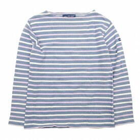 【中古】セントジェームス SAINT JAMES OUESSANT BORDER ウェッソン バスクシャツ ボーダー Tシャツ ボートネック 長袖 カットソー ロゴワッペン 0 ブルーグレー アイボリー ラベンダー/レディース/BLM5 【ベクトル 古着】 240520