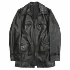 【中古】02aw ワイズフォーメン vintage Y's for men ヨウジヤマモト Yohji Yamamoto ホースハイド レザー コート ジャケット ブルゾン USED加工 ダメージ エイジング オールド ビンテージ アーカイブ 黒 ブラック メンズ 【ベクトル 古着】 231206