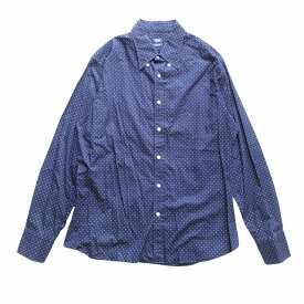 【中古】フェアファクス FAIRFAX ドット シャツ カットソー ブラウス ボタンダウン ワイシャツ SLIM FIT LL 紺 ネイビー メンズ ♪2 【ベクトル 古着】 240308