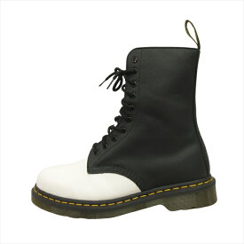 【中古】美品 ヨウジヤマモト × ドクターマーチン YOHJI YAMAMOTO × DR.MARTENS 10 EYE ZIP COMBO BOOT 10ホール コンボ ブーツ シューズ 靴 レザー ミドル バイカラー YOHJI1490 12302002 サイズUK8 27cm 黒 ブラック 白 ホワイト メンズ 【ベクトル 古着】 240321