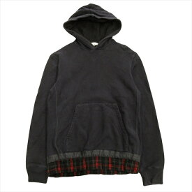 【中古】18aw マルニ MARNI チェックフランネル スイッチング パーカー プルオーバー フーディ スウェット 44 ネイビー メンズ 【ベクトル 古着】 240321