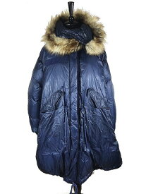 【中古】美品 18AW サカイ sacai フェイクファートリムフード ダウン モッズコート アウター ネイビー サイズ2 Down Coat Faux Fur Trim Hood 18-04040 レディース 【ベクトル 古着】 230131