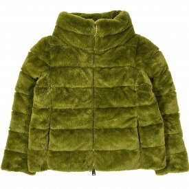 【中古】極美品 19AW ヘルノ HERNO ふわもこ ダウンジャケット アウター エコファー ジップアップ 緑 グリーン サイズ44 レディース PI1027D 12259 7000 ▲B12 【ベクトル 古着】 231218