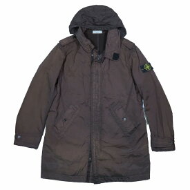 【中古】ストーンアイランド STONE ISLAND ヴィンテージ加工 コーティングナイロン ミリタリーコート コンパスロゴパッチ こげ茶 ダークブラウン サイズL メンズ YBA1 【ベクトル 古着】 240129