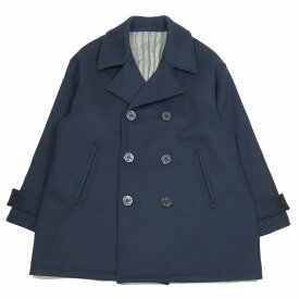 【中古】美品 22AW ユニフォームエクスペリメント uniform experiment OVER SIZED PEA COAT オーバーサイズ ピーコート ジャケット 裏地ストライプ柄 ブルゾン アウター 1 ネイビー UE-222000/7 メンズ 【ベクトル 古着】 240129