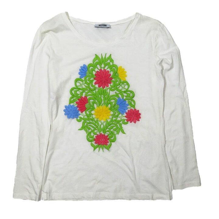 楽天市場】【中古】モスキーノ MOSCHINO ロングスリーブ 花柄 刺繍 T  