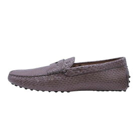 【中古】美品 TOD'S トッズ パイソン ゴンミーニ ドライビングシューズ コインローファー ペニーローファー 靴 8.5/27.5 グレージュ メンズ Re：MODE ブランド古着のリモード
