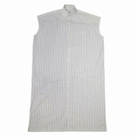【中古】良品 BALENCIAGA バレンシアガ 2019年製 ボックスシルエット ストライプ シャツワンピース ロングドレス 32 ホワイト レディース Re：MODE ブランド古着のリモード