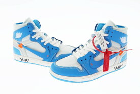 【中古】ナイキ NIKE ×OFF WHITE オフホワイト THE TEN AIR JORDAN 1 RETRO HIGH NRG UNC ザ テン エア ジョーダン レトロ ハイ AQ0818-148 25.5 ホワイト ブルー ブランド古着ベクトル 中古☆AA★▲■ 211008/106