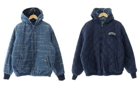 【中古】シュプリーム SUPREME 19AW Reversible Dimensions Logo Denim Work Jacket リバーシブル ディメンジョン ロゴ デニム 中綿 ワーク ジャケット ブルゾン S インディゴ ネイビー ブランド古着ベクトル 中古 ☆AA★ 240316 メンズ