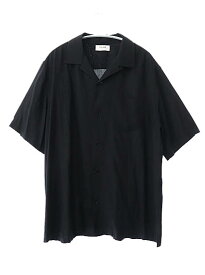 【中古】セリーヌ CELINE 23AW Hawaiian S/S Shirt バック ロゴ刺繍 オープンカラー ハワイアン アロハ 半袖 シャツ 2C84A852C 41 黒 ブラック ブランド古着ベクトル 中古 240330 メンズ