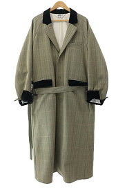 【中古】サンシー SUNSEA 18AW POLYYS TWEED HERRINGBONE COAT ポリ ツイード ヘリンボーン ロング コート 18A32 3 ベージュ ブランド古着ベクトル 中古 ● 240412 メンズ