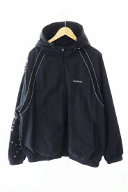 【中古】シュプリーム SUPREME × AOI 葵産業 22SS Glow-in-the-Dark Track Jacket グロウインザダーク ロゴ刺繍 ナイロン トラック ジャケット XL 黒 ブラック ブランド古着ベクトル 中古☆AA★241220 メンズ