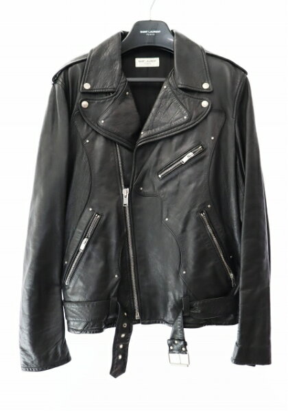【中古】サンローラン パリ SAINT LAURENT PARIS 16AW エディ期 ラムレザー ダブル ライダース ジャケット 441005 YC1CA 54 黒 ブラック ブランド古着ベクトル 中古☆AA★■241227 メンズ