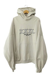 【中古】バレンシアガ BALENCIAGA 22AW XXXL Hoodie ロゴ 刺繍 オーバーサイズ スウェット プルオーバー パーカー L 灰 グレー ブランド古着ベクトル 中古☆AA★250302 メンズ