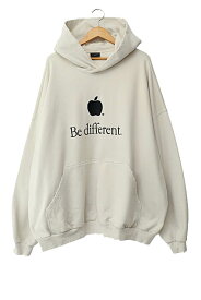 【中古】バレンシアガ BALENCIAGA 22AW Be different 刺繍 ダメージ加工 オーバーサイズ プルオーバー パーカー 713677 TNVB4 2 白 オフホワイト ブランド古着ベクトル 中古☆AA★250327 メンズ