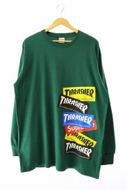 【中古】シュプリーム SUPREME 21AW Thrasher Multi Logo L/S Tee スラッシャー マルチ ロゴ ロングスリーブ 長袖Tシャツ L 緑 グリーン ブランド古着ベクトル 中古 ☆AA★ 250517
