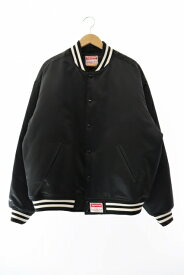 【中古】シュプリーム SUPREME 24AW Mitchell & Ness Satin Varsity Jacket ミッチェルアンドネス サテン バーシティー ジャケット L 黒 ブラック ブランド古着ベクトル 中古 ☆AA★ 250616