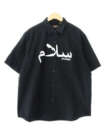 【中古】シュプリーム SUPREME ×UNDERCOVER アンダーカバー 23SS S/S Flannel Shirt Black ロゴ プリント フランネル 半袖 シャツ L黒ブラック ブランド古着ベクトル 中古☆AA★251225 メンズ