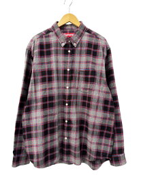 【中古】シュプリーム SUPREME 25AW Plaid Flannel Shirt プレイド フランネル ロゴ刺繍 チェック柄 ボタンダウン 長袖 シャツ L ブラック グレー ブランド古着ベクトル 中古☆AA★260823 メンズ