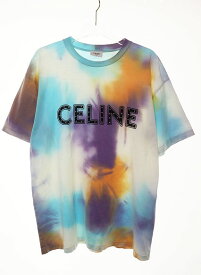 【中古】セリーヌ CELINE 21SS STUDDED LOGO TEE XS 2X687957M スタッズ ロゴ Tシャツ カットソー 半袖 タイダイ柄 【ブランド古着ベクトル】☆AA★240907 メンズ 【ベクトル 古着】 240907