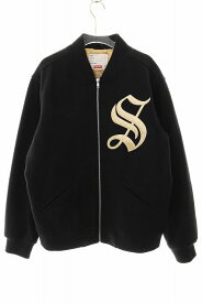 【中古】シュプリーム SUPREME 16AW OLD ENGLISH ZIP VARSITY JACKET BLACK L オールド イングリッシュ ジップ バーシティ ジャケット スタジャン ブラック 【ブランド古着ベクトル】☆AA★250113 メンズ 【ベクトル 古着】 250113